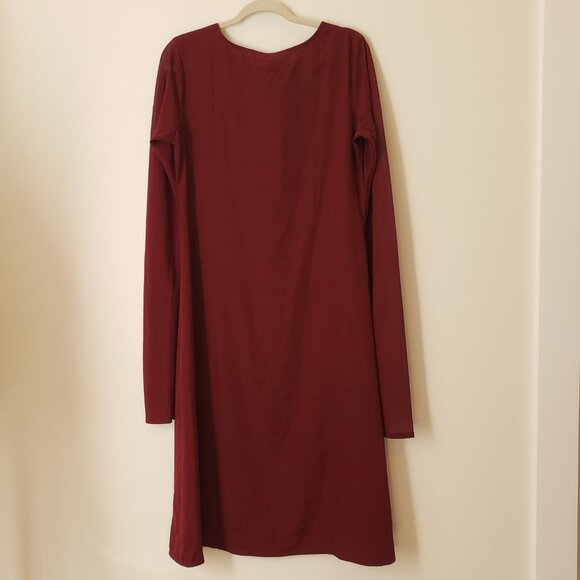 Fiorra Maroon Poly Crepe Straight Kurta With Gold Trim Accent on Front Large - Picture 2 of 9